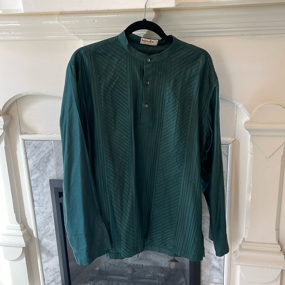 Vintage green shirt.  Beautiful draping and pleating.